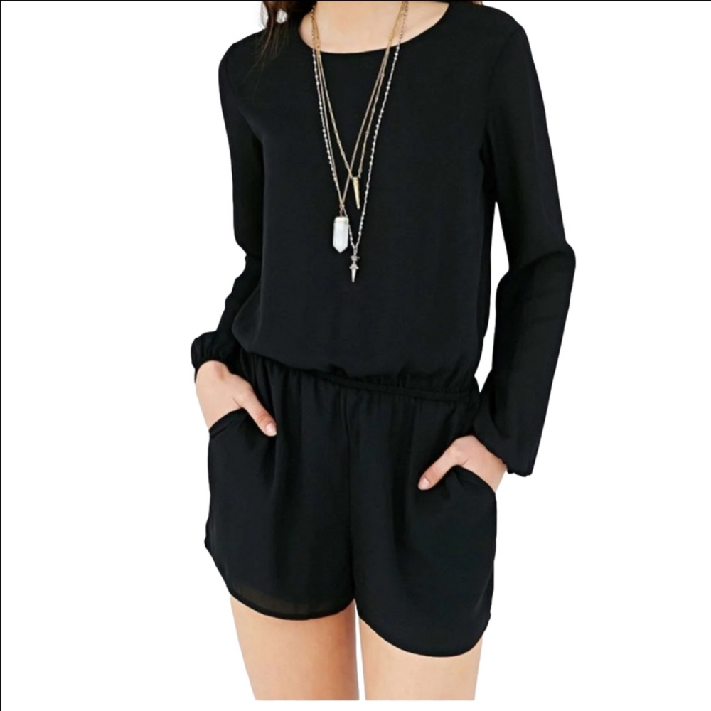 💎 LUCCA Couture Dressy Long-Sleeve Romper with Peek-a-Bo Cut Out Back 💎